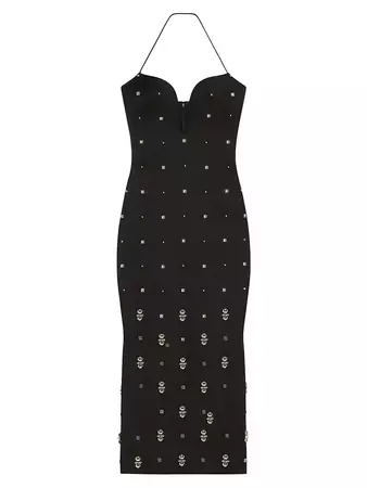 Shop Givenchy Dress with Plunging Neckline with 4G Rhinestones and Pearls | Saks Fifth Avenue
