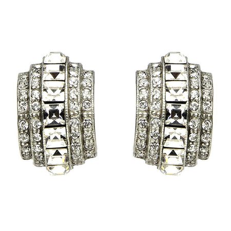 Modern Deco Crystal Clip Earrings | Ben-Amun | Ben-Amun
