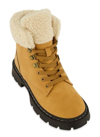 Sherpa Collar Lace Up Booties