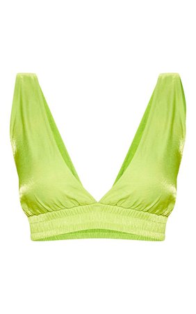 Neon Lime Woven Bralet | Tops | PrettyLittleThing USA