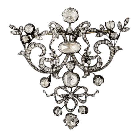 LARGE SCALE ROSE-CUT DIAMOND BROOCH - FRENCH IMPORT
