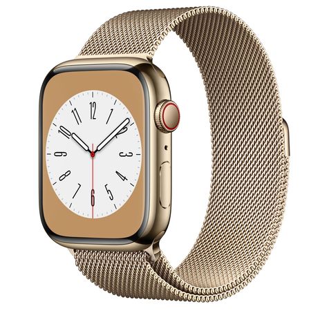 Apple Watch Series 8 GPS + Cellular, 45mm Gold Stainless Steel Case with Silver Link Bracelet - Apple (PH)