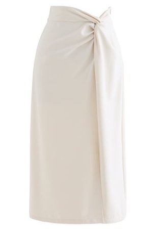 Pleated Sheen Color Block Midi Skirt in Caramel - Retro, Indie and Unique Fashion