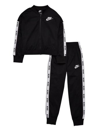 Nike Sportswear Girls Tricot Tracksuit - Black/White | very.co.uk