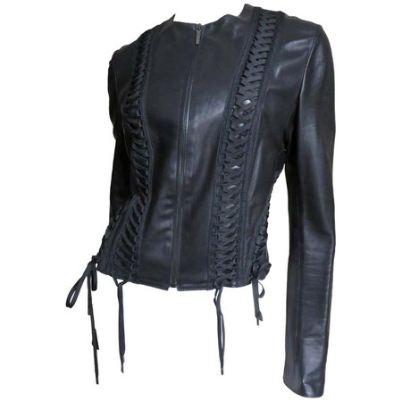 Christian Dior by John Galliano Lace-up Leather Jacket For Sale at 1stDibs