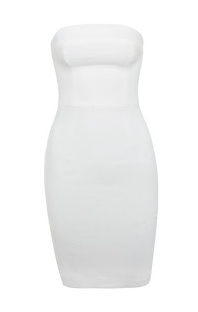 Clothing : Bodycon Dresses : 'Rinah' White Strapless Stretch Crepe Mini Dress