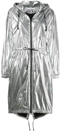 metallic parka coat