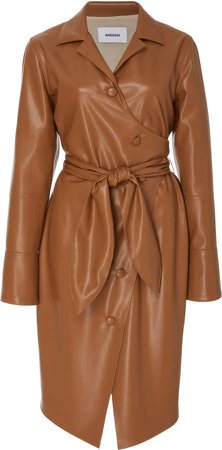 Ailsa Wrap Vegan Leather Mini Dress Size: XL