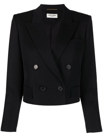 Saint Laurent cropped double-breasted blazer black 659120Y512W - Farfetch