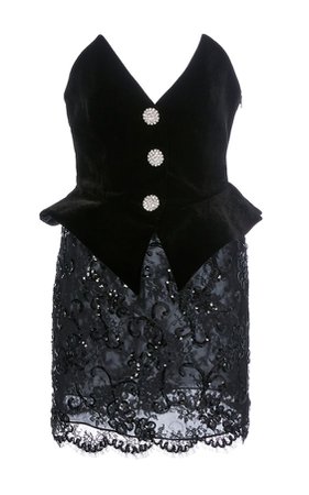 Alessandra Rich Sequinned Velvet And Lace Bustier Mini Dress