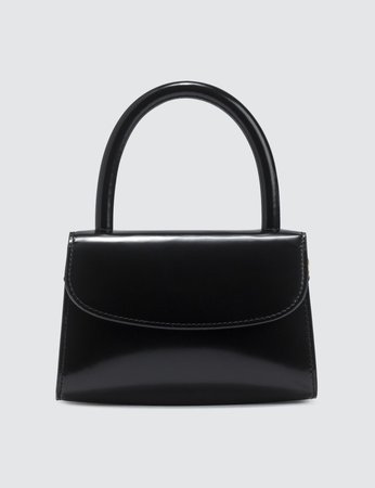 BY FAR - Mini Black Semi Patent Leather Bag | HBX
