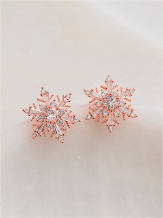 SOO & SOO Snow Flower Silver Needle Crystal Earrings | Earrings for Women | KOODING
