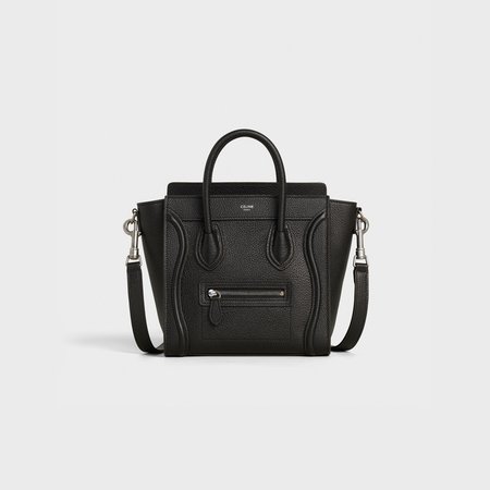 Nano Luggage bag in drummed calfskin - Black - 189243DRU.38NO | CELINE