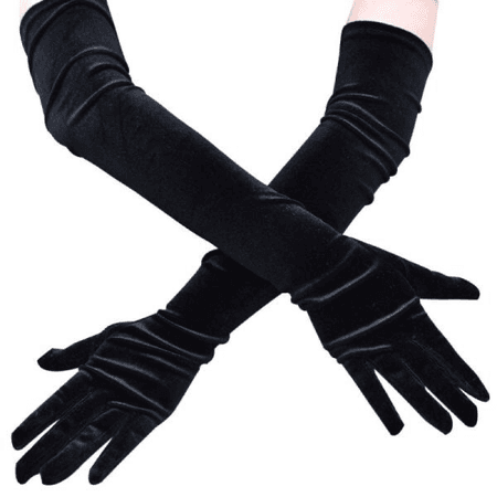long black velvet gloves