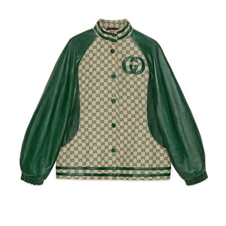 Gucci Dapper Dan Jacket, Off-White/Green Gg Canvas