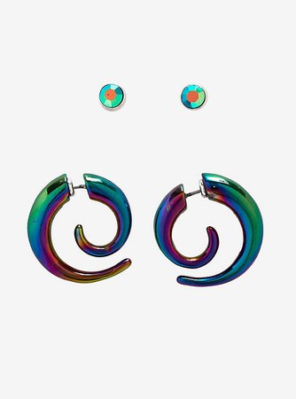 Anodized Faux Swirls & Stud Earring Set