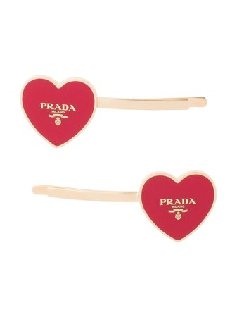 Red Prada Heart Hair Pins | Farfetch.com