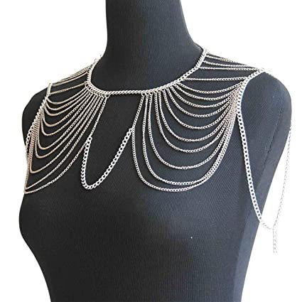 Amazon.com: Olbye Shoulder Chain Layering Tassels Link Harness Necklace Silver Shoulder Harness Chain Wrap Summer Beach Sexy Body Jewelry for Women and Girls : Clothing, Shoes & Jewelry