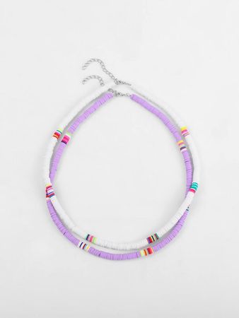 2pcs Bohemian Colorful Beaded Necklace | SHEIN USA