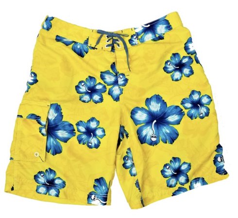 Yellow Trunks With Blue Flowers