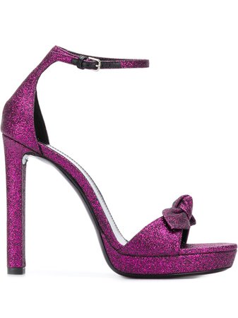 Pink Saint Laurent Bow Detail Sandals | Farfetch.com