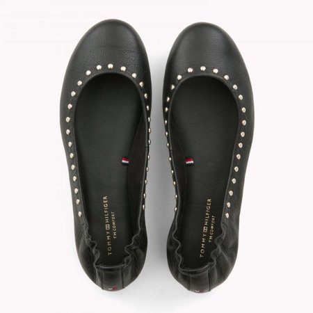 Black Studded Leather Ballerina Flat | Flat Shoes | Tommy Hilfiger