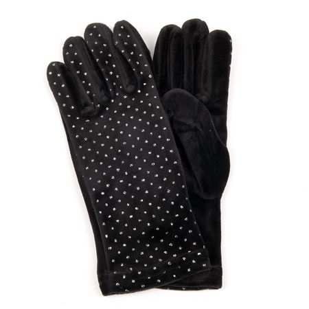 ladies velvet gloves with silver points motive --> Online Hatshop for hats, caps, headbands, gloves and scarfs