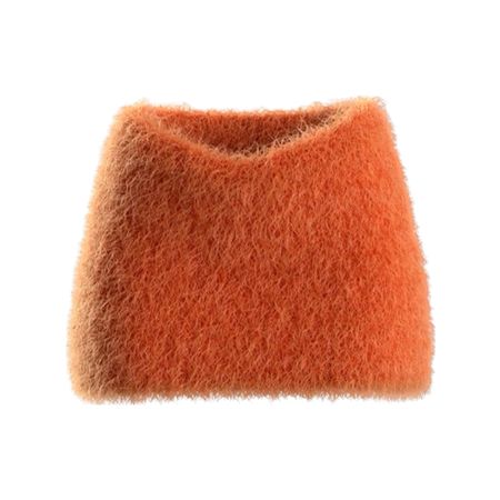 orange fuzzy knit mini skirt
