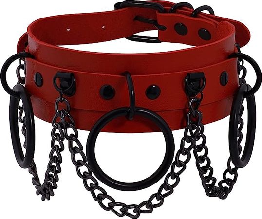 Amazon.com: Sacina Gothic Punk Red Chain Choker Necklace, PU Leather Choker Collar, Goth Chokers, Halloween Christmas New Year Jewelry Gift for Women, Men : Clothing, Shoes & Jewelry