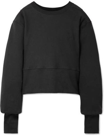 TRE - Oversized Cutout Cotton-terry Sweatshirt - Black