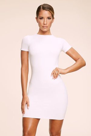 Kennedy Short Sleeve Mini Dress - White - MESHKI