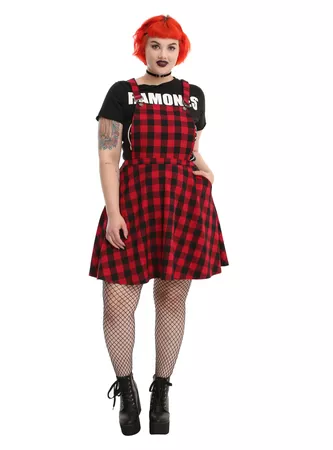 PLAID OVERALL DRESS PLUS SIZE HOTTOPIC