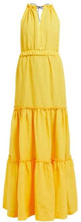 Molakai Halterneck Linen Maxi Dress - Womens - Yellow
