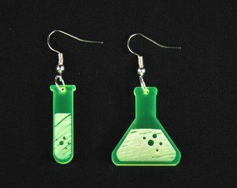 Test Tube And Flask Earrings Miniblings Chemistry Acrylic LC | Etsy