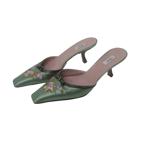 green prada slip heels
