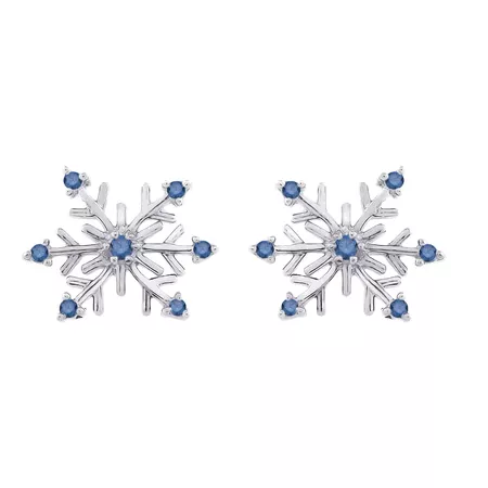 14k White Gold 1/8ct TDW Blue Diamond Snowflake Earrings - Free Shipping Today - Overstock - 14366360