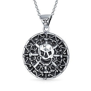 Silver Pirate Medallion Necklace