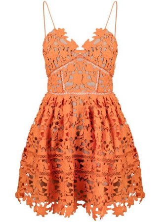 Shop orange Self-Portrait Azalea lace mini dress with Express Delivery - Farfetch