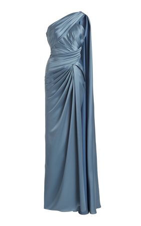 One-Shoulder Draped Satin Gown By Zuhair Murad