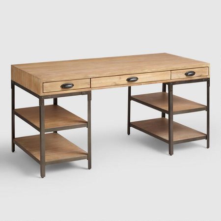 Wood Metal Desk Table