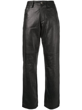 Versace Pre-Owned leather straight jeans $587 - Shop VINTAGE Online - Fast Delivery, Price