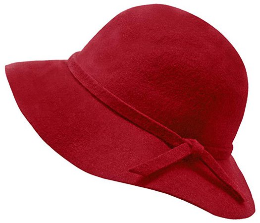 Amazon.com: Kids Girl's Vintage Dome Wool Felt Bowler Cap Floppy Hat Bow, Dark Red: Clothing