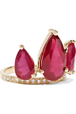 Jacquie Aiche | 14-karat gold, ruby and diamond ring | NET-A-PORTER.COM