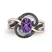 Enchanted Disney Fine Jewelry Villains Womens 1/4 CT. T.W. Lab Created Pink Sapphire 14K Rose Gold Over Silver Maleficent Cocktail Ring - JCPenney
