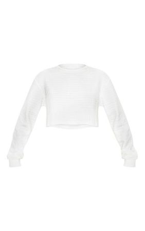 Cream Textured Crop Sweater | Tops | PrettyLittleThing