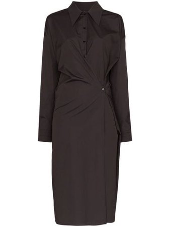 Lemaire Button Front Shirt Dress W201DR254LF353 Black | Farfetch