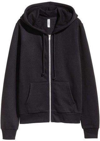 Hooded Sweatshirt Jacket - Black