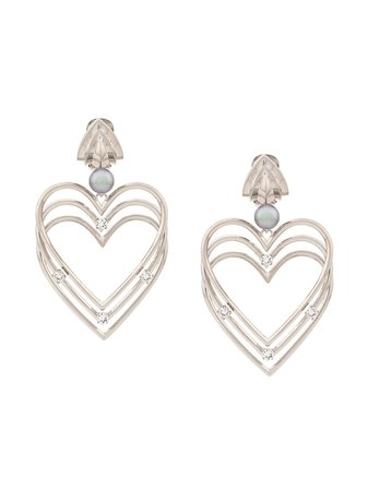 Silver Balenciaga Heart Pearl Earrings | Farfetch.com