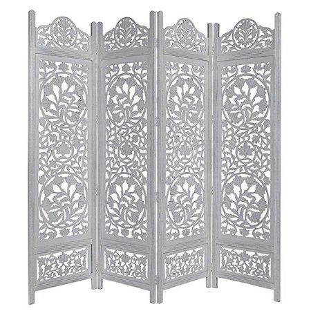 Amazon.com: Jumbo Walk - Antique Brown 4 Panel Handcrafted Wood Room Divider Screen 72x80 - Intricately Carved on Both Sides - Fully reversible - Highly Versatile Hides Clutter, Adds Décor, and Divides the Room: Kitchen & Dining