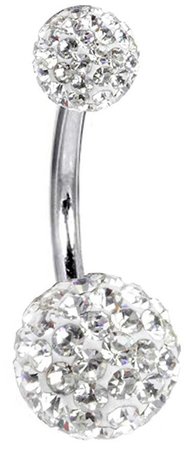 Amazon.com: Gleader Bling Rhinestone Crystal Ball Navel Belly Button Ring Stainless Steel Body Piercing: Toys & Games